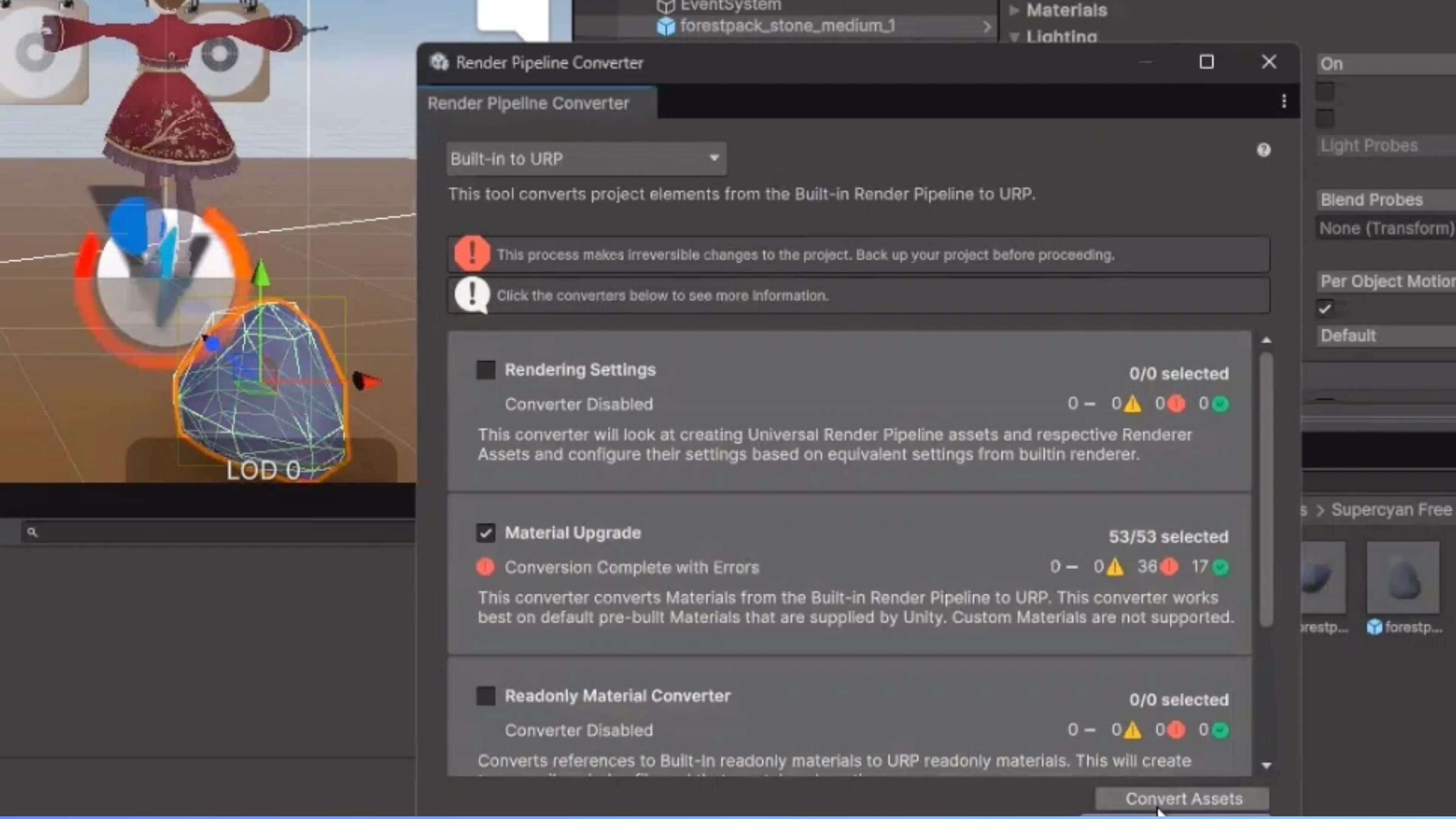 Click Convert Assets